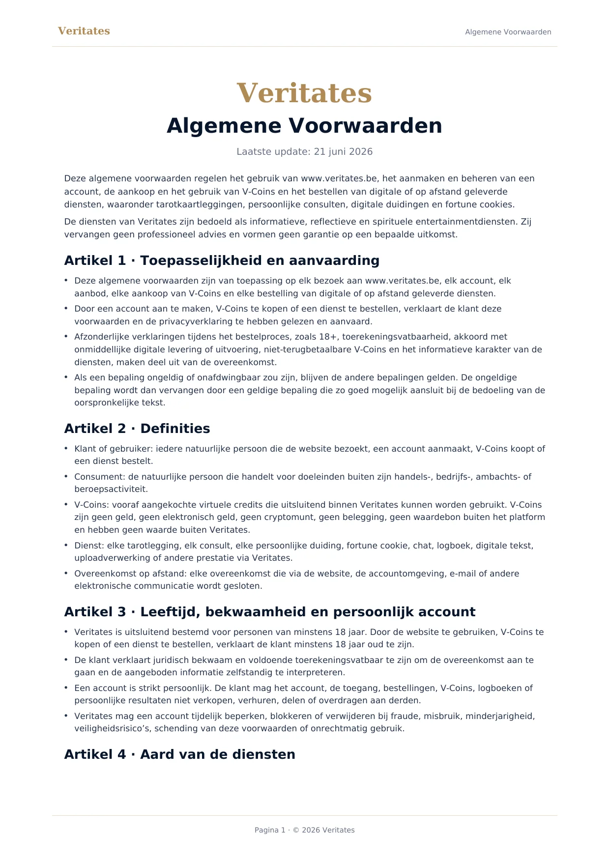 Algemene Voorwaarden – pagina 1