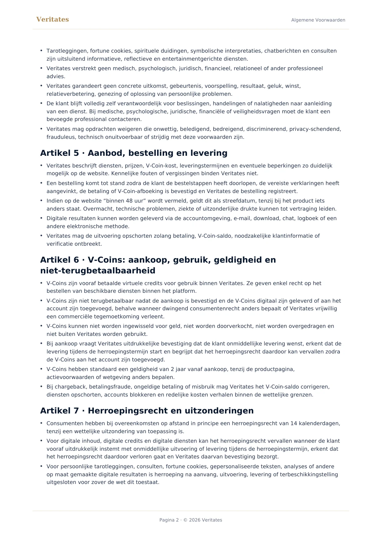 Algemene Voorwaarden – pagina 2